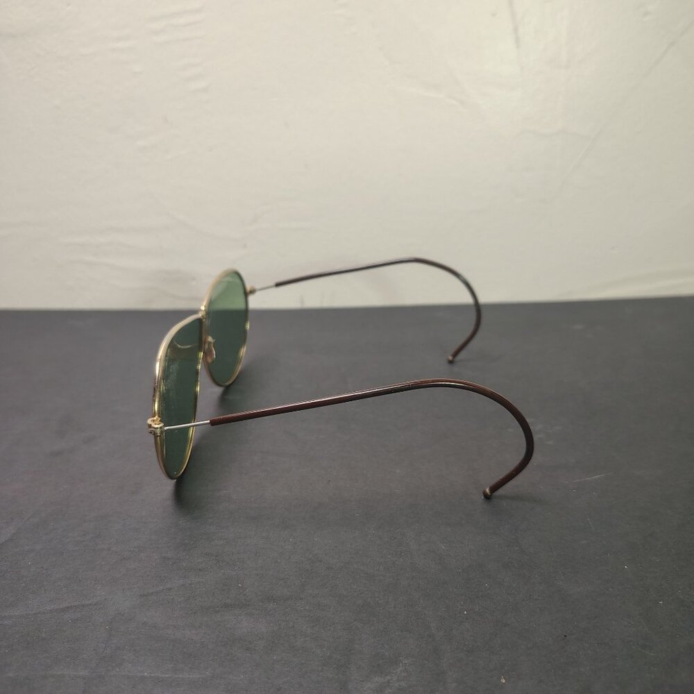 VINTAGE Aviator Sunglasses US Army Air Corp D-1 Green Glass Lens - Picture 2 of 9
